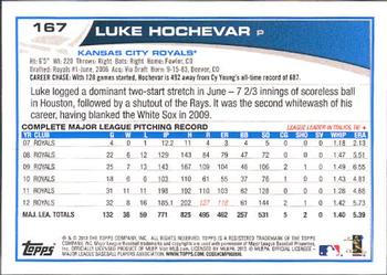 2013 Topps #167 Luke Hochevar Back