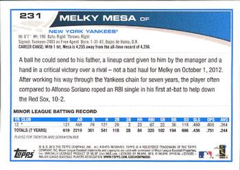 2013 Topps #231 Melky Mesa Back
