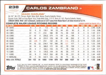 2013 Topps #238 Carlos Zambrano Back