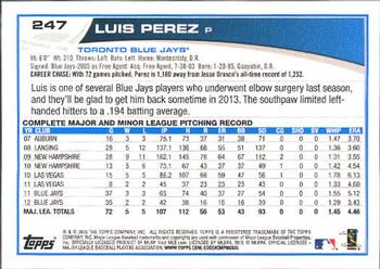 2013 Topps #247 Luis Perez Back