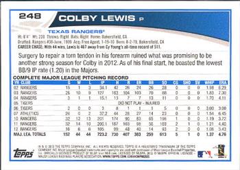 2013 Topps #248 Colby Lewis Back