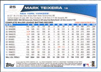 2013 Topps #25 Mark Teixeira Back