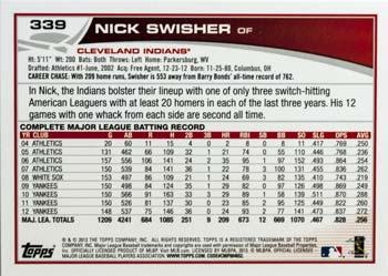 2013 Topps #339 Nick Swisher Back