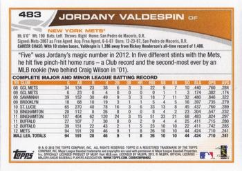 2013 Topps #483 Jordany Valdespin Back