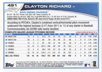 2013 Topps #491 Clayton Richard Back
