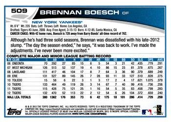 2013 Topps #509 Brennan Boesch Back