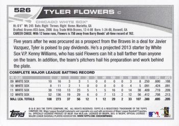 2013 Topps #526 Tyler Flowers Back