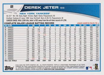 2013 Topps #2 Derek Jeter Back