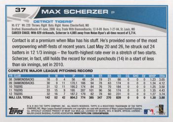 2013 Topps #37 Max Scherzer Back