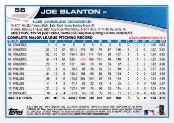 2013 Topps #56 Joe Blanton Back