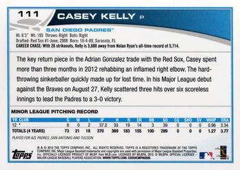 2013 Topps #111 Casey Kelly Back
