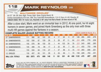 2013 Topps #112 Mark Reynolds Back