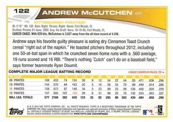 2013 Topps #122 Andrew McCutchen Back