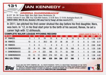 2013 Topps #131 Ian Kennedy Back