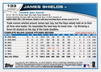 2013 Topps #133 James Shields Back