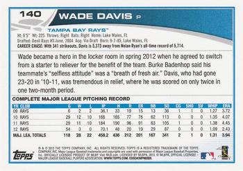 2013 Topps #140 Wade Davis Back