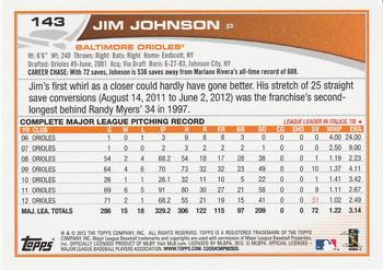 2013 Topps #143 Jim Johnson Back
