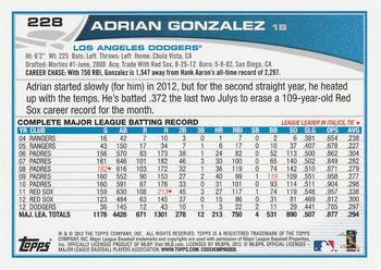 2013 Topps #228 Adrian Gonzalez Back