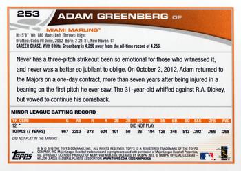2013 Topps #253 Adam Greenberg Back