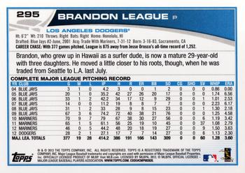 2013 Topps #295 Brandon League Back