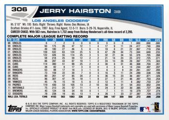 2013 Topps #306 Jerry Hairston Back
