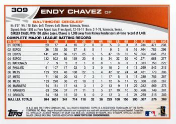 2013 Topps #309 Endy Chavez Back
