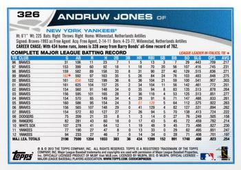 2013 Topps #326 Andruw Jones Back