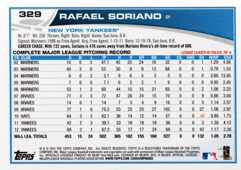 2013 Topps #329 Rafael Soriano Back
