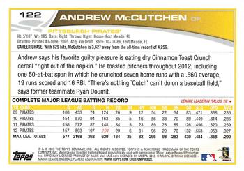 2013 Topps #122 Andrew McCutchen Back