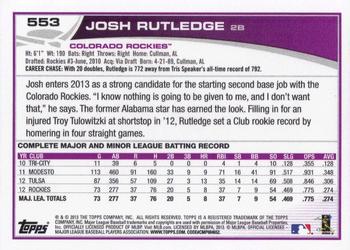 2013 Topps #553 Josh Rutledge Back