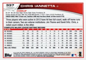 2013 Topps #337 Chris Iannetta Back