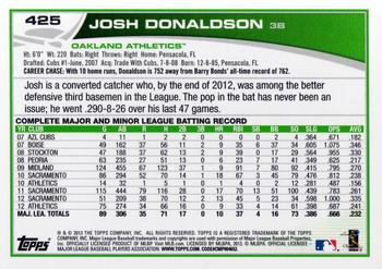 2013 Topps #425 Josh Donaldson Back