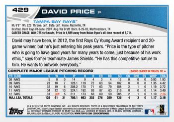 2013 Topps #429 David Price Back
