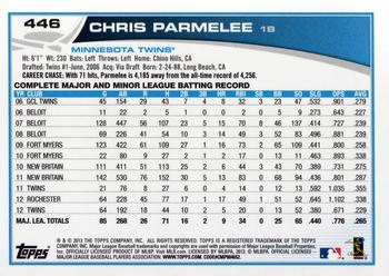 2013 Topps #446 Chris Parmelee Back