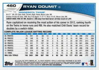 2013 Topps #460 Ryan Doumit Back