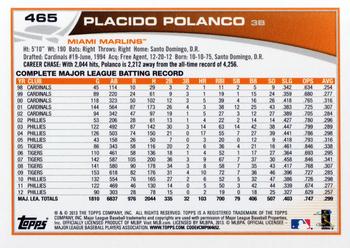2013 Topps #465 Placido Polanco Back