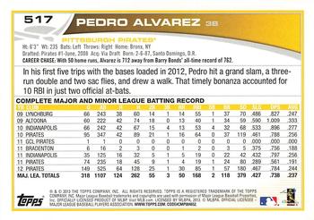 2013 Topps #517 Pedro Alvarez Back