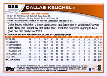 2013 Topps #522 Dallas Keuchel Back