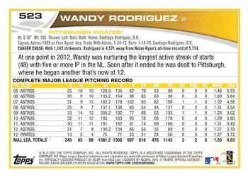 2013 Topps #523 Wandy Rodriguez Back