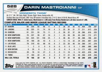 2013 Topps #528 Darin Mastroianni Back