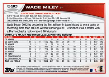 2013 Topps #530 Wade Miley Back