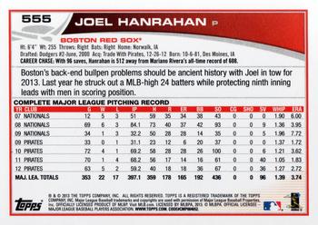 2013 Topps #555 Joel Hanrahan Back