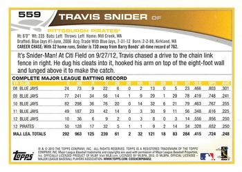 2013 Topps #559 Travis Snider Back