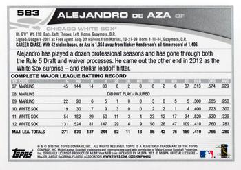 2013 Topps #583 Alejandro De Aza Back