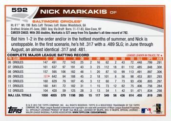 2013 Topps #592 Nick Markakis Back