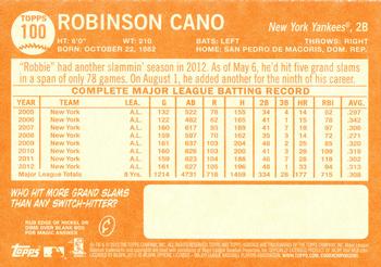 2013 Topps Heritage #100 Robinson Cano Back
