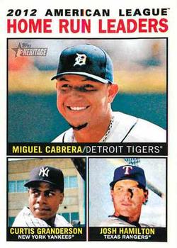 2013 Topps Heritage #10 American League Home Run Leaders (Miguel Cabrera / Curtis Granderson / Josh Hamilton) Front