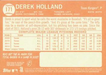2013 Topps Heritage #171 Derek Holland Back