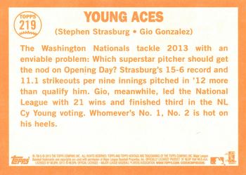 2013 Topps Heritage #219 Young Aces (Stephen Strasburg / Gio Gonzalez) Back