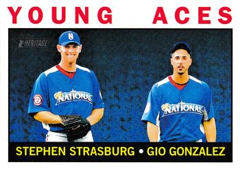 2013 Topps Heritage #219 Young Aces (Stephen Strasburg / Gio Gonzalez) Front